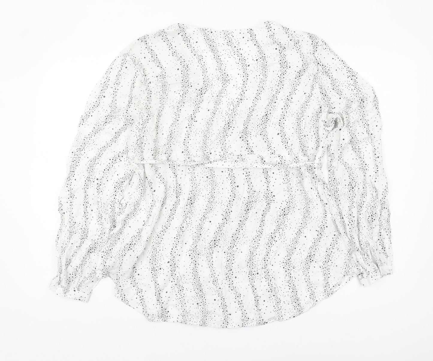 JoJo Maman Bébé Women's White Animal Print Wrap Blouse L