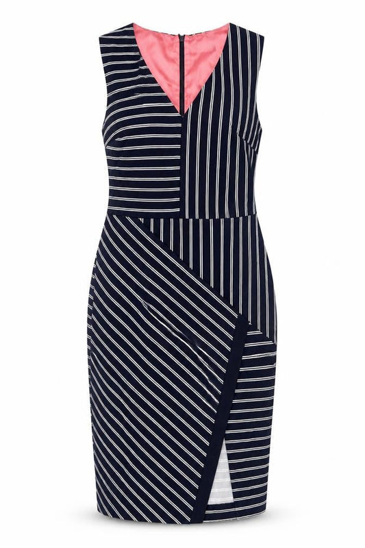 Oasis Women's Black Striped Bodycon Dress - Size 10