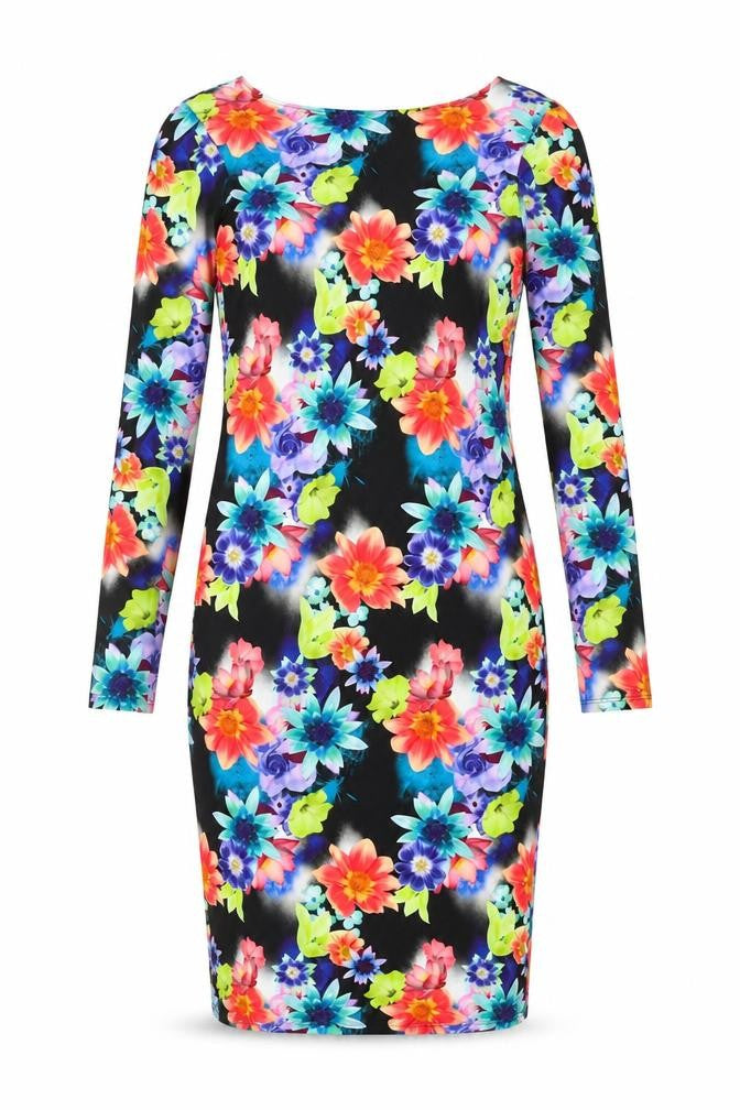 Lipsy Women's Multicoloured Floral Bodycon Dress Size 10