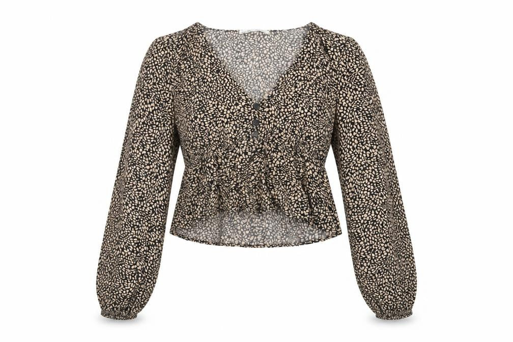 Pull&Bear Women's Cropped V-Neck Blouse XS