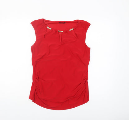 Additional front view of Roman Women's Red Sleeveless Blouse, size 12