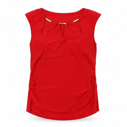 Front view of Roman Women's Red Sleeveless Blouse, size 12