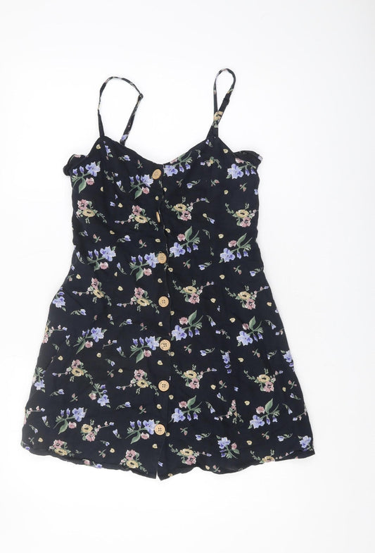 Urban Outfitters Women's Black Floral Slip Dress S