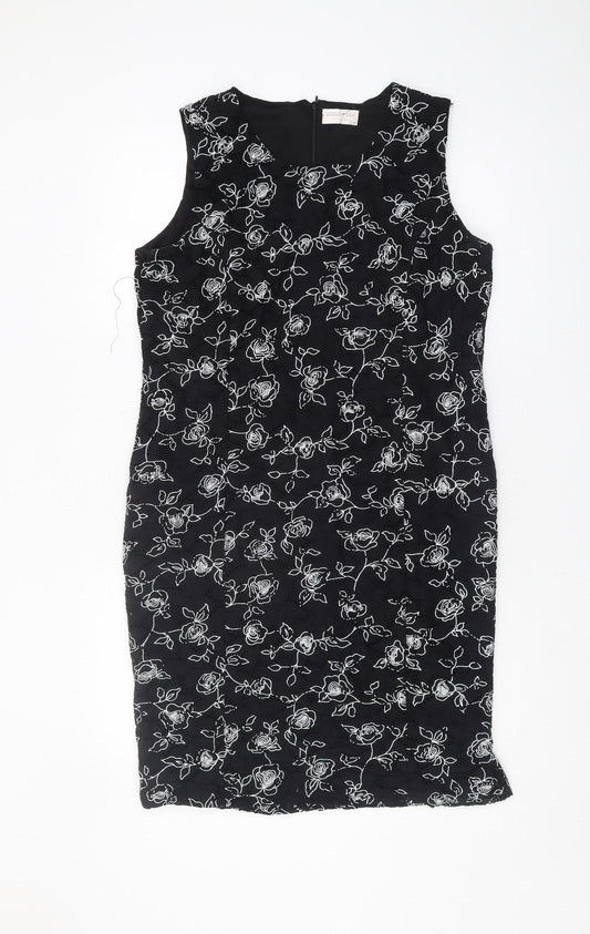 Anna Rose Women's Black Floral Sheath Dress Size 16