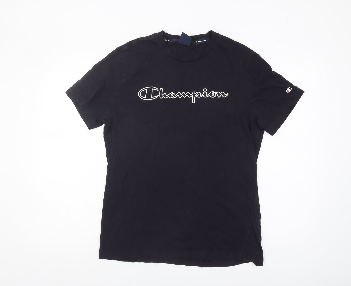 Champion Men's Black Logo Short Sleeve T-Shirt Size L
