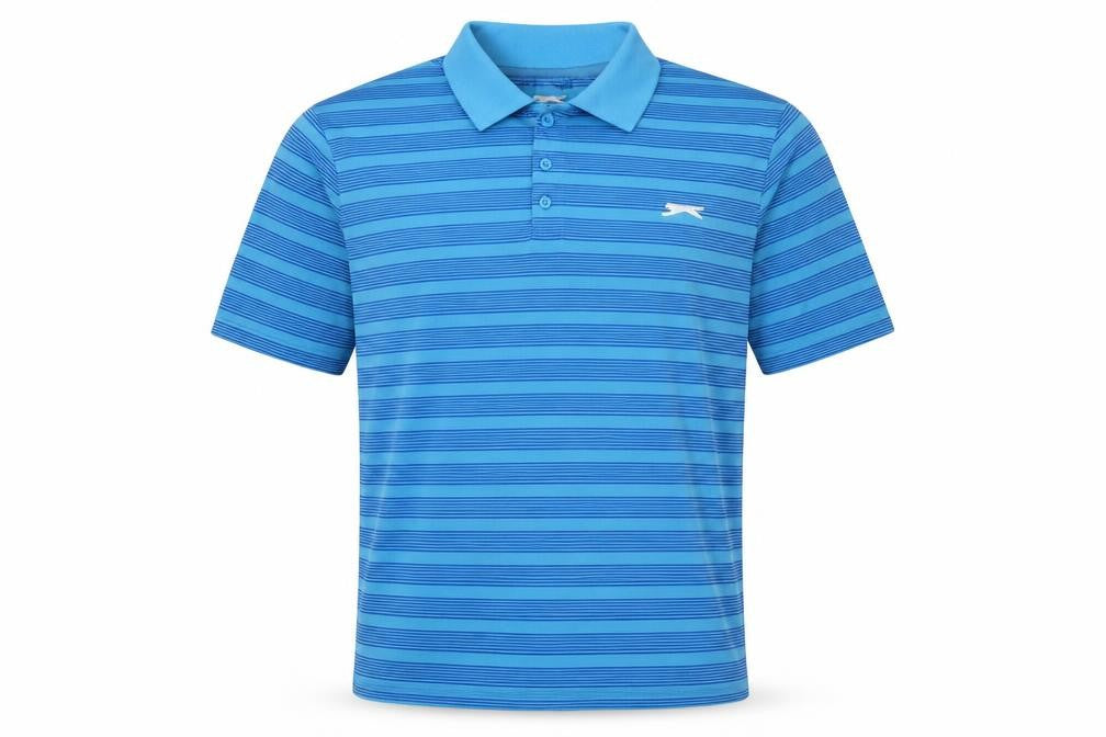 Slazenger Men's Blue Striped Polo, Medium
