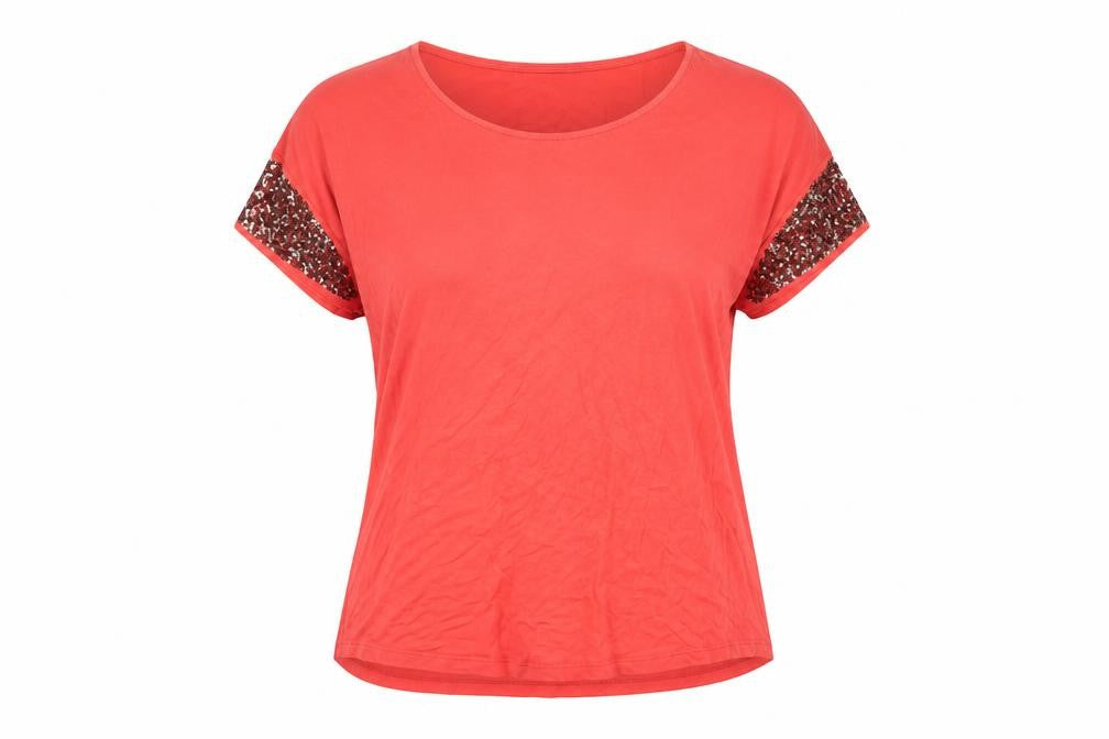 Marks & Spencer Women's Red Sequin Short Sleeve T-Shirt Size 16