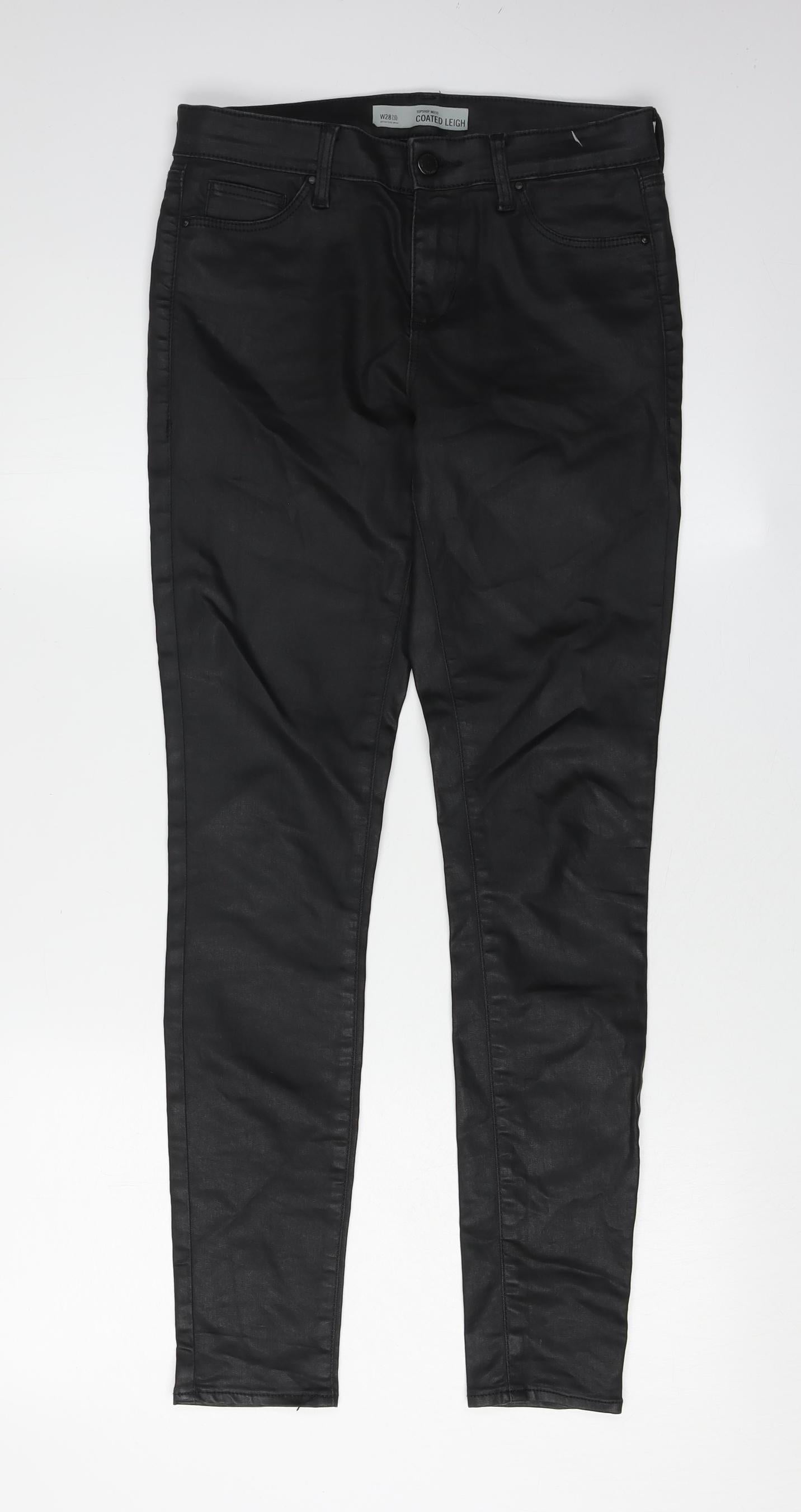 Topshop Women's Black Coated Leigh Skinny Jeggings