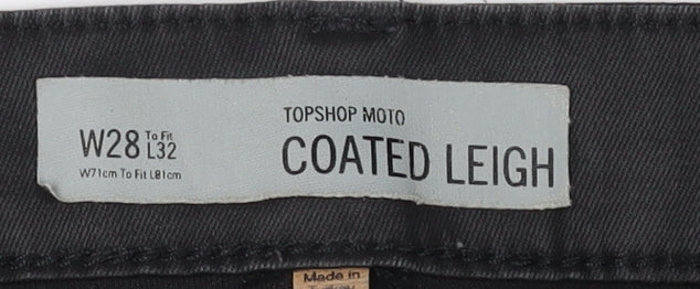 Topshop Women's Black Coated Leigh Skinny Jeggings
