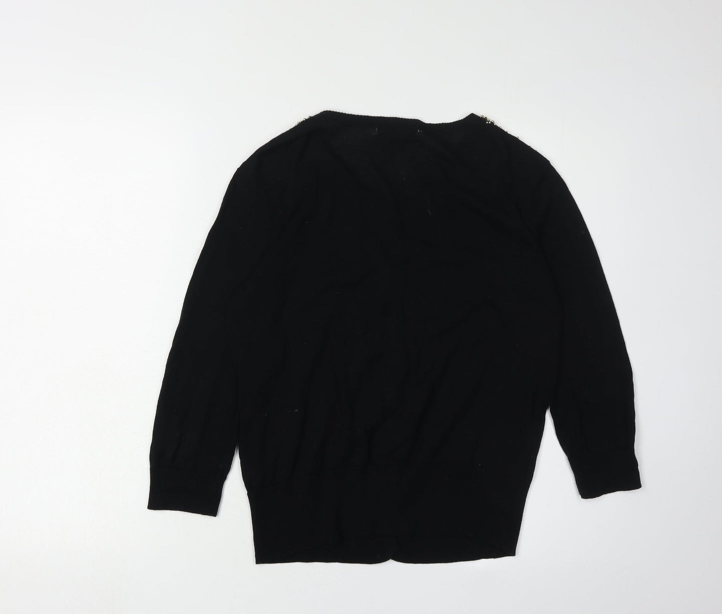 Red Herring Women's Black Cardigan 4, Button Accent, Casual