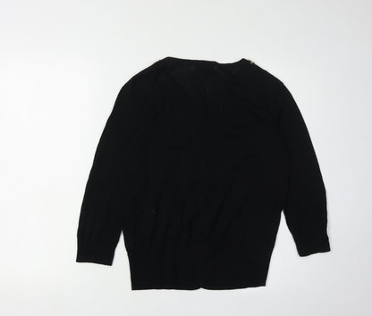 Back view of Red Herring Women's Black Cardigan 4, Button Accent, Casual
