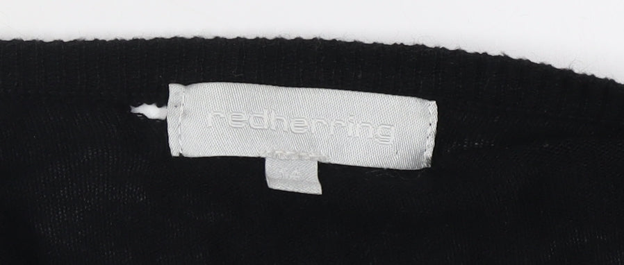 Red Herring Women's Black Cardigan 4, Button Accent, Casual