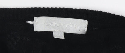 Close-up detail of Red Herring Women's Black Cardigan 4, Button Accent, Casual