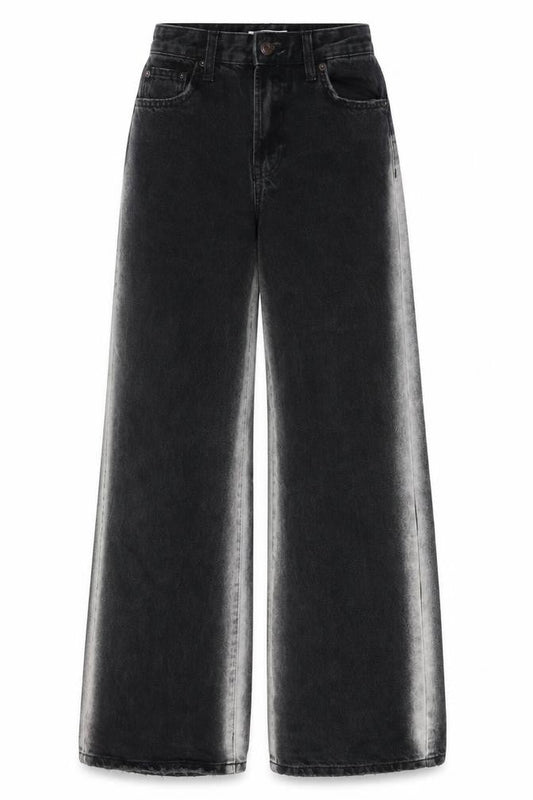 Bershka Women's Black Wide-Leg 90s Jeans Size 6