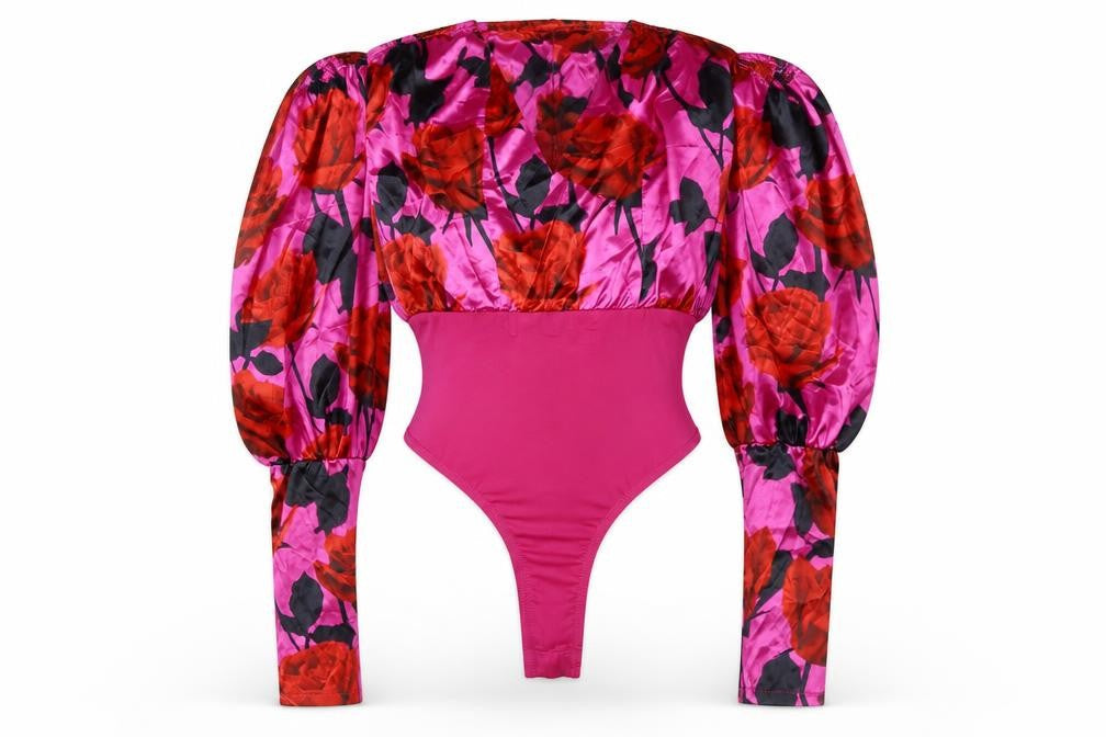 PrettyLittleThing Women's Pink Floral Bodysuit, Size 6