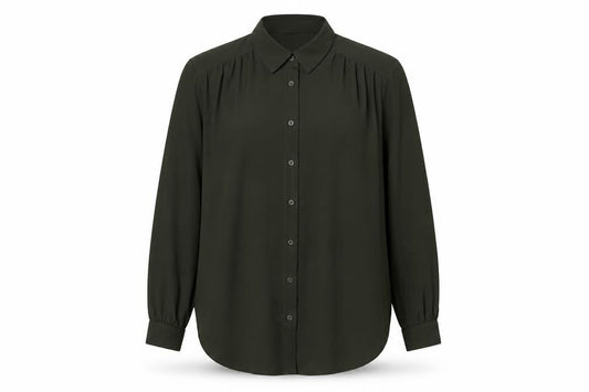 H&M Women's Green Button-Up Shirt - UK 10 Regular Fit