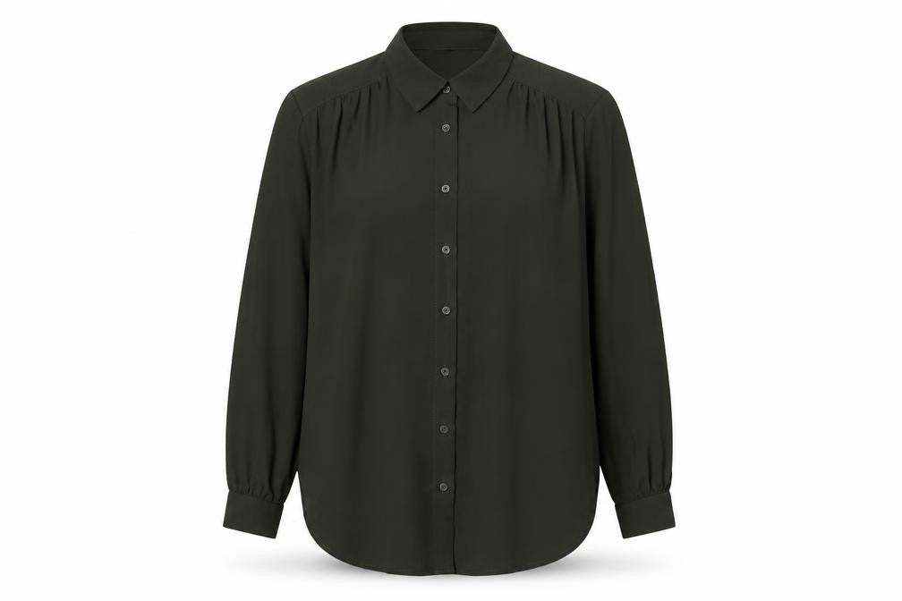H&M Women's Green Button-Up Shirt - UK 10 Regular Fit