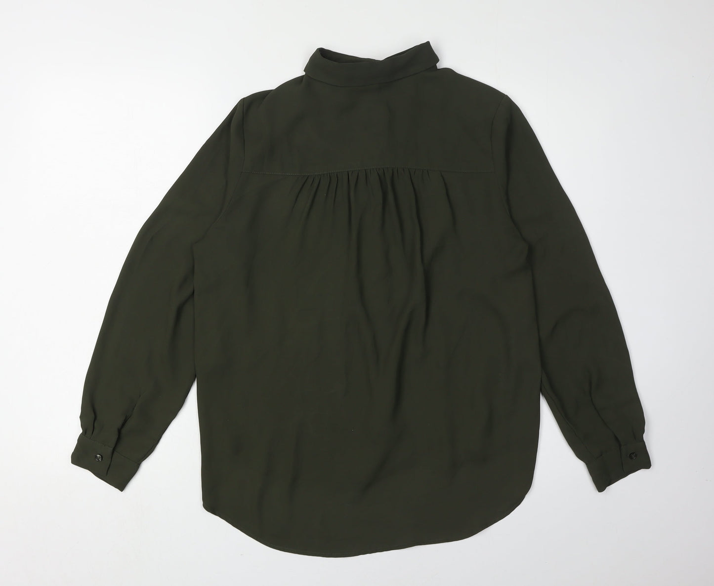 H&M Women's Green Button-Up Shirt - UK 10 Regular Fit
