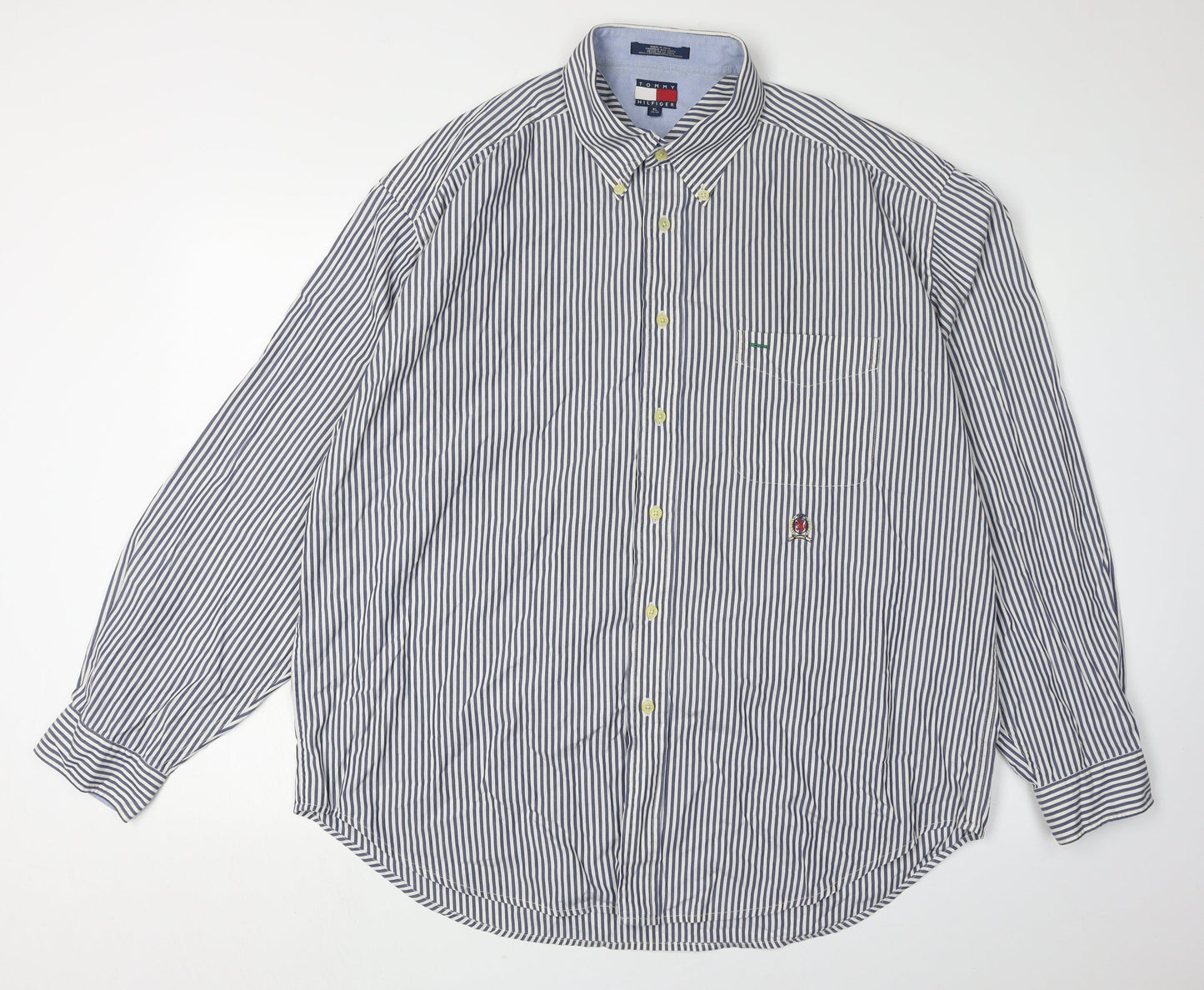 Tommy Hilfiger Men's XL Blue Striped Long Sleeve Shirt