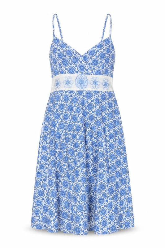Pistachio Women's Blue Geometric A-Line Dress S