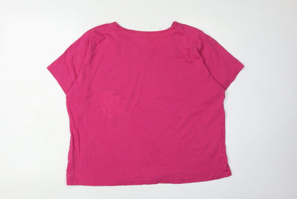 Back view of Honor Millburn Women's Pink Embroidered T-Shirt, L