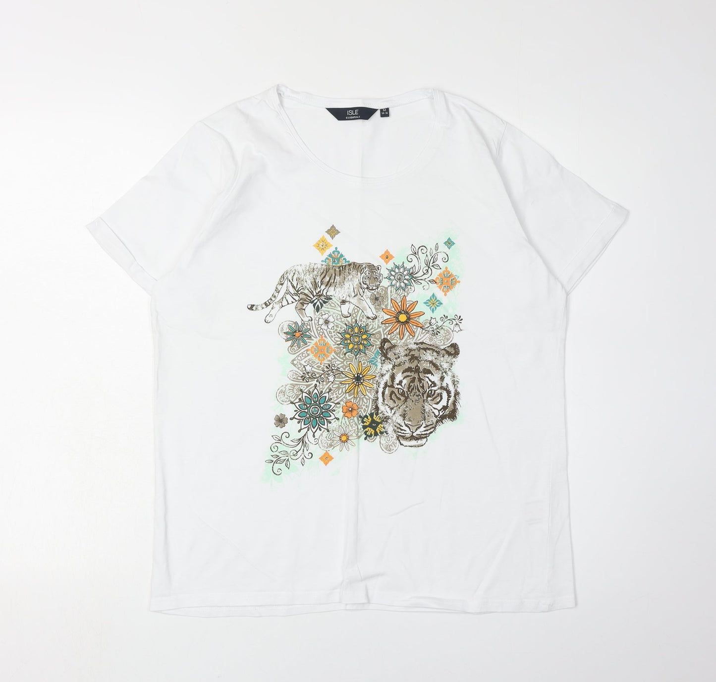 Isle Essentials Women’s White Animal Print T-Shirt M