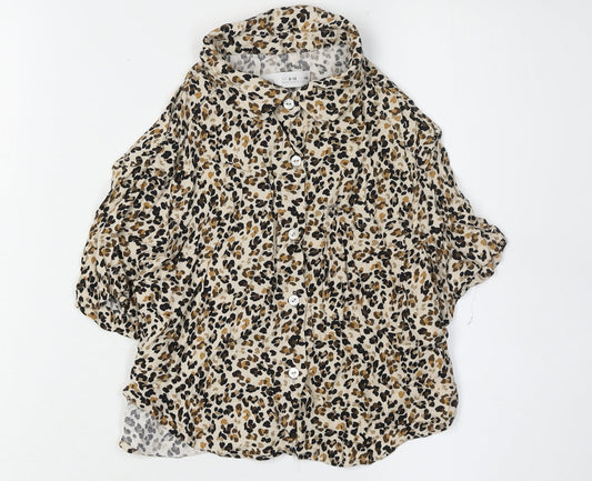 Zara Girls Animal Print Button-Up Shirt, Size 9-10