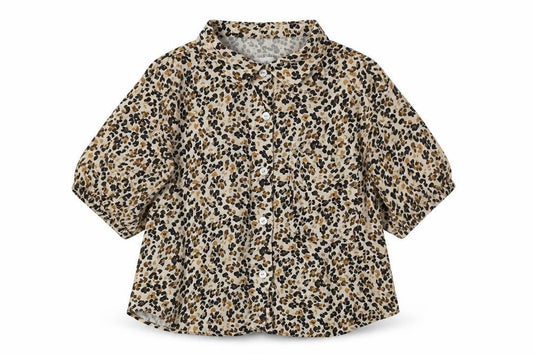 Front view of Zara girls’ animal print button-up shirt, size 9-10