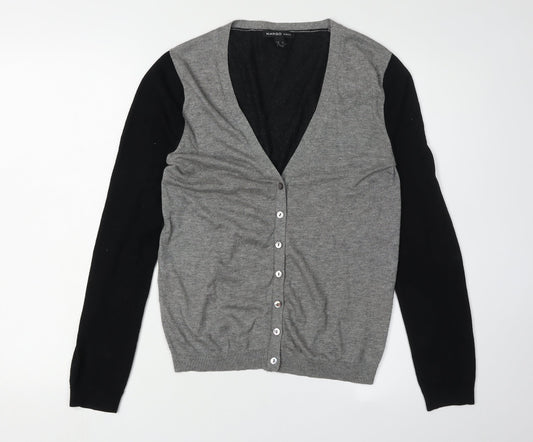 Mango Women's Grey V-Neck Cardigan Size 10