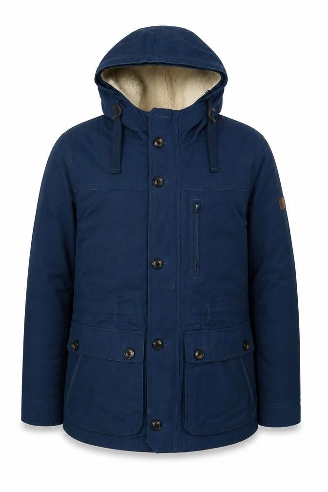 Burton Menswear Blue Parka Jacket, Men's S, Hooded, Lined