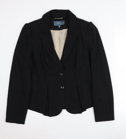 Additional front view of Evie Black Women's, size 12, Pinstripe Blazer