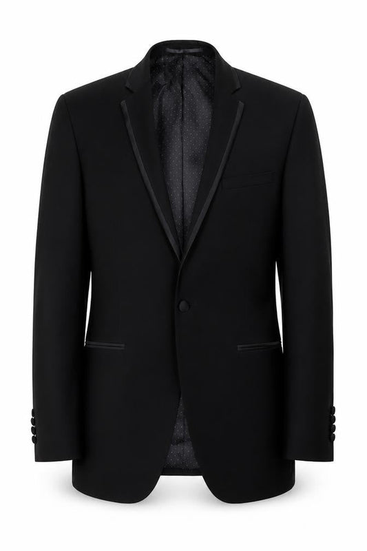 Moss 1851 Men's Black Wool Tuxedo Blazer 38 Regular Fit