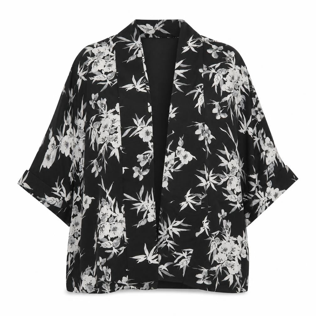 Jacques Vert Women's Black Floral Cape Small