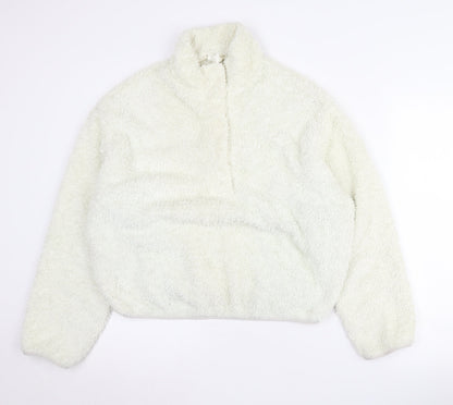 H&M Women's White Mock Neck Sweatshirt Size 12