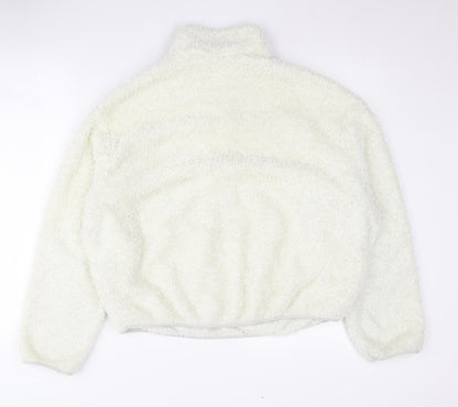 H&M Women's White Mock Neck Sweatshirt Size 12