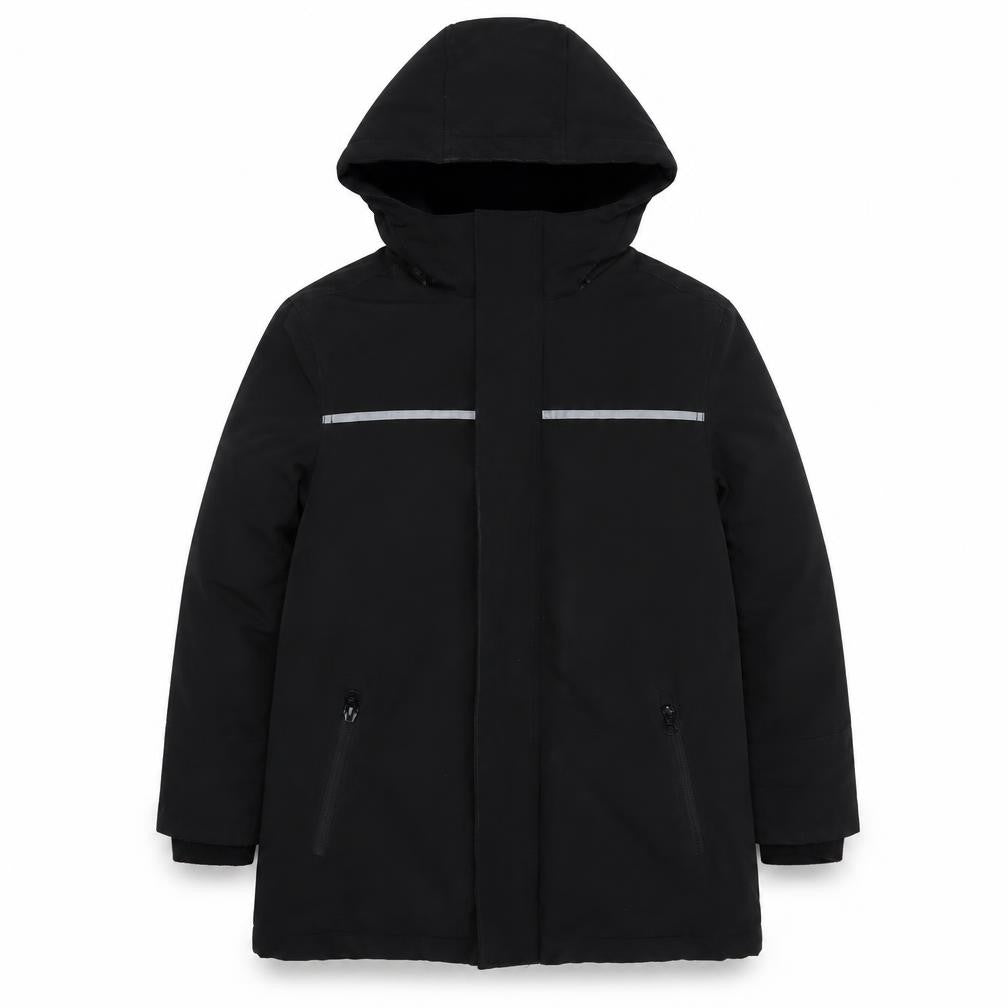Andy & Evan Boys Black Parka Coat L Winter Hooded