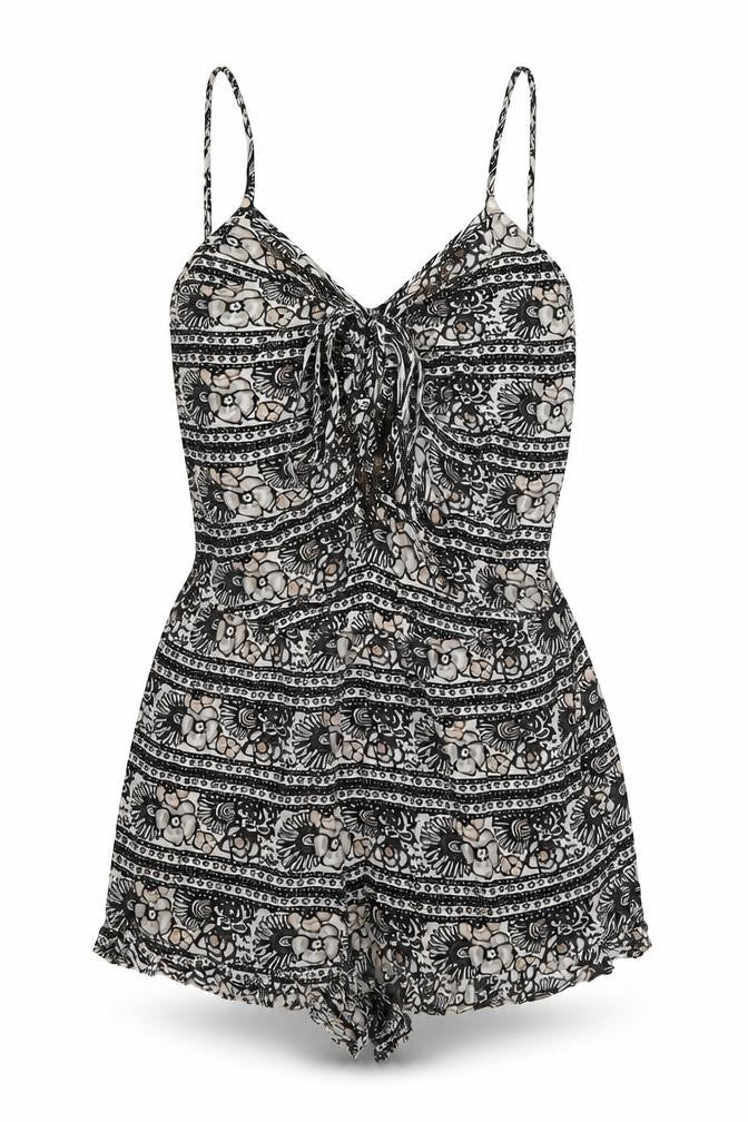 American Eagle Women’s Black Floral Playsuit, Sleeveless, Size Regular