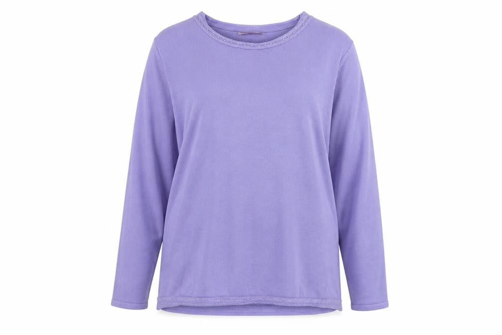 Anna Rose Women's Purple Knit Pullover, 2XL, Beaded Accents