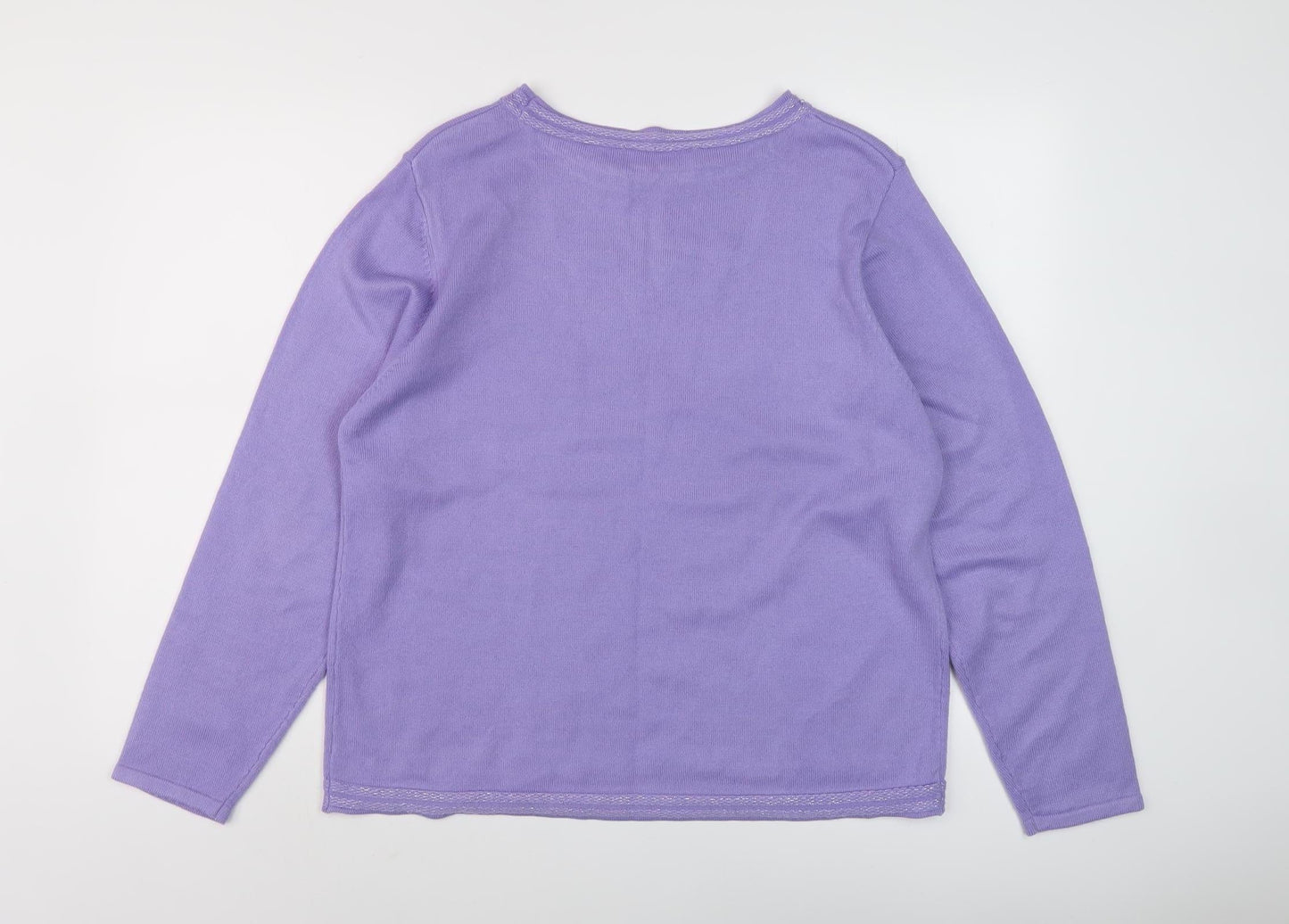 Anna Rose Women's Purple Knit Pullover, 2XL, Beaded Accents
