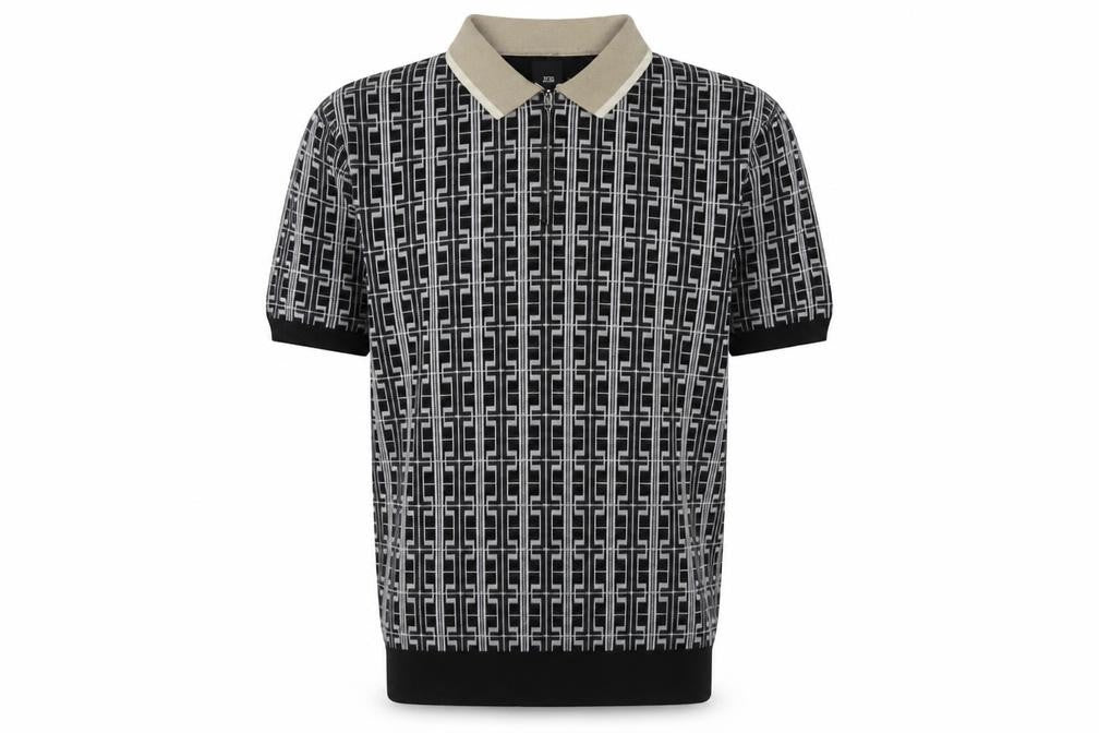 River Island Men's Black Collared Pullover Jumper L