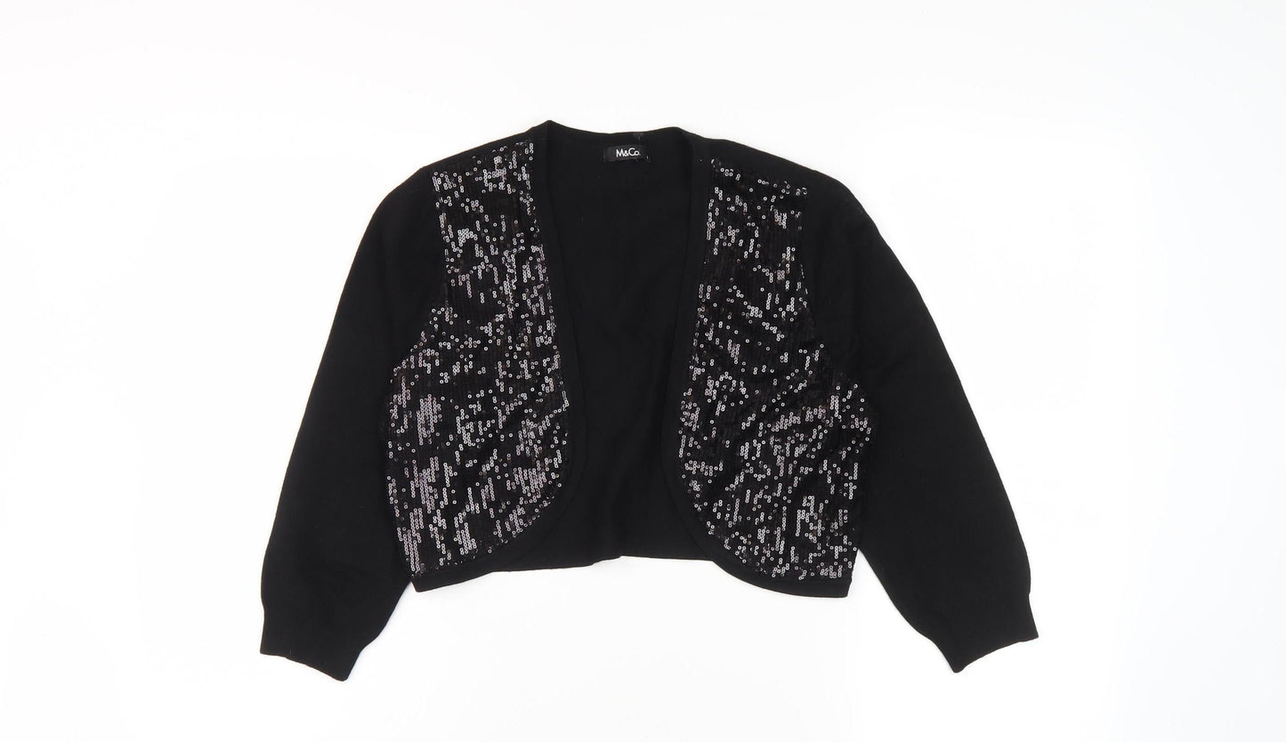 M&Co Women's Black Cardigan UK 12, Sequin Accents