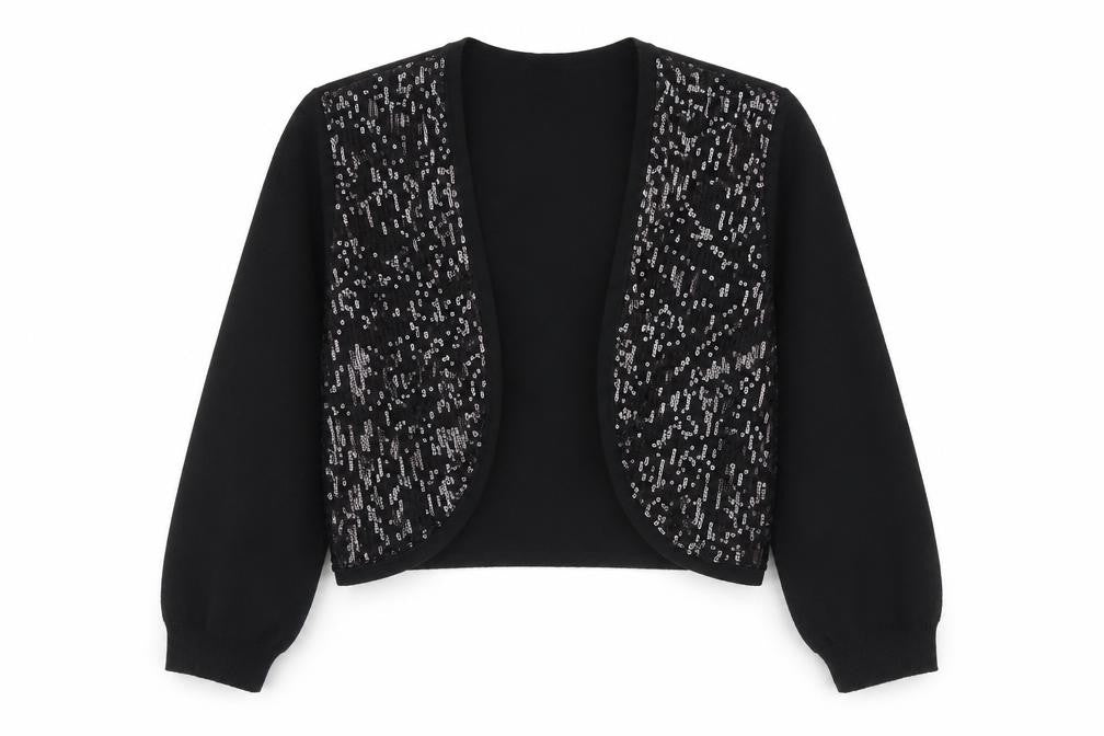 M&Co Women's Black Cardigan UK 12, Sequin Accents