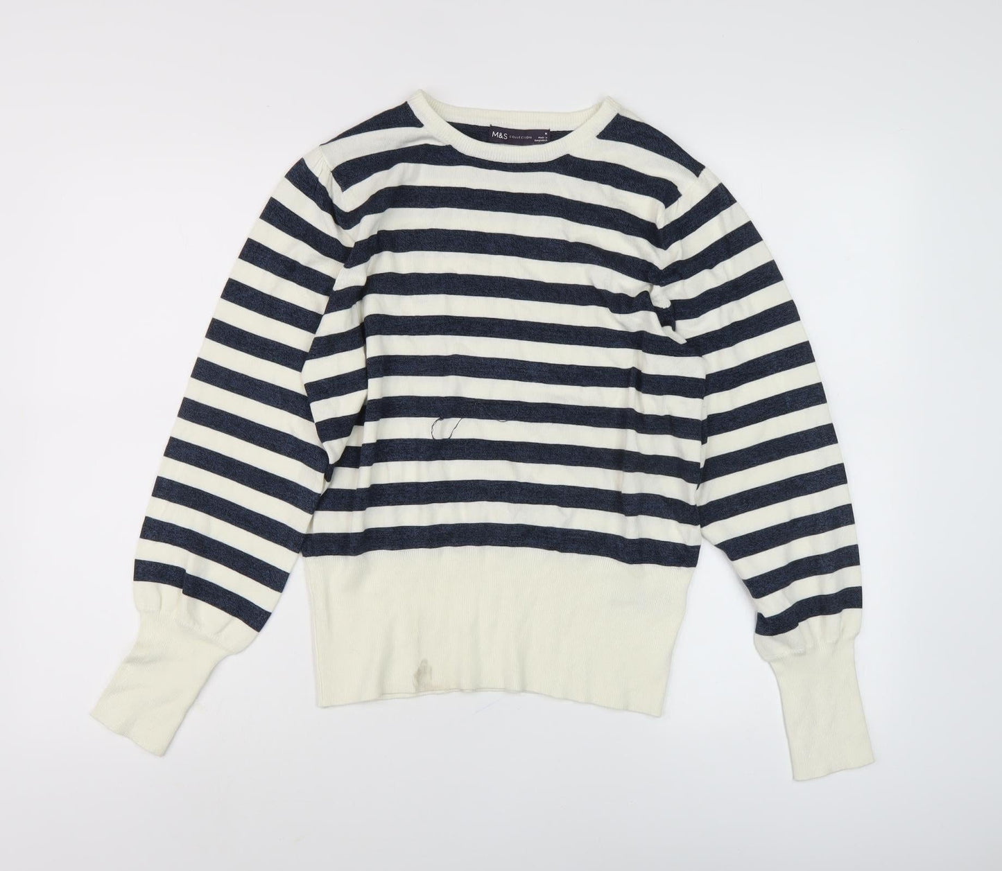 Marks and Spencer Women's Black Striped Pullover Jumper M