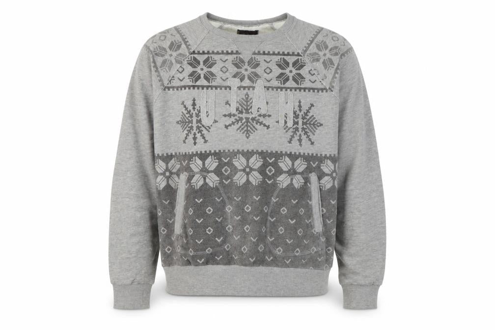 Zara Men's Grey Winter Geometric Pullover Sweatshirt XL