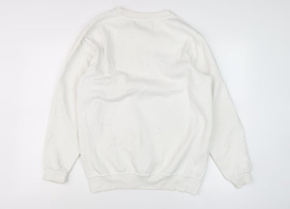 Back view of In The Style Women's White Hogwarts Pullover Sweatshirt, size 6
