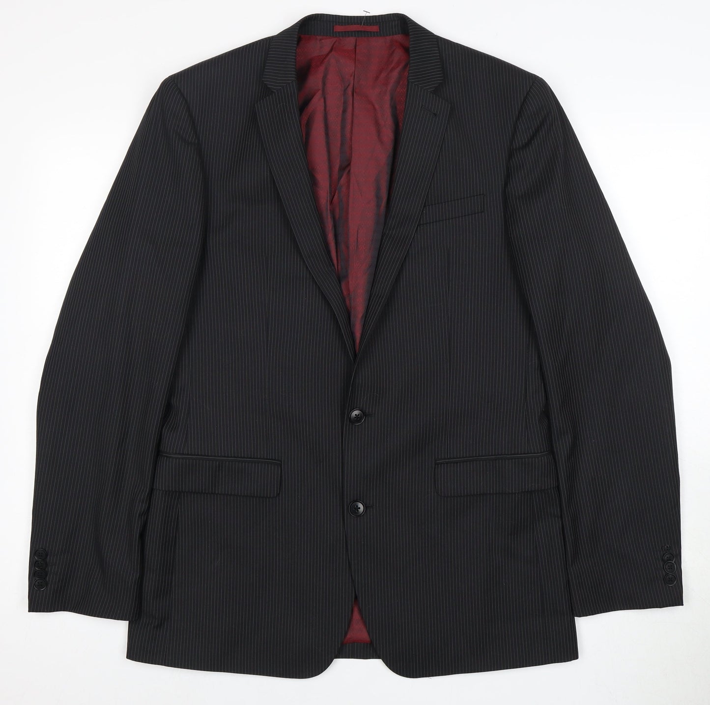 Next Men's Black Blazer, 38R, Striped, Elegant Style
