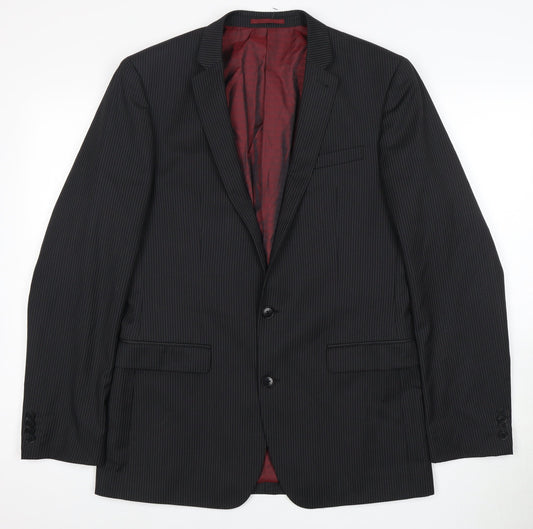 Next Men's Black Blazer, 38R, Striped, Elegant Style