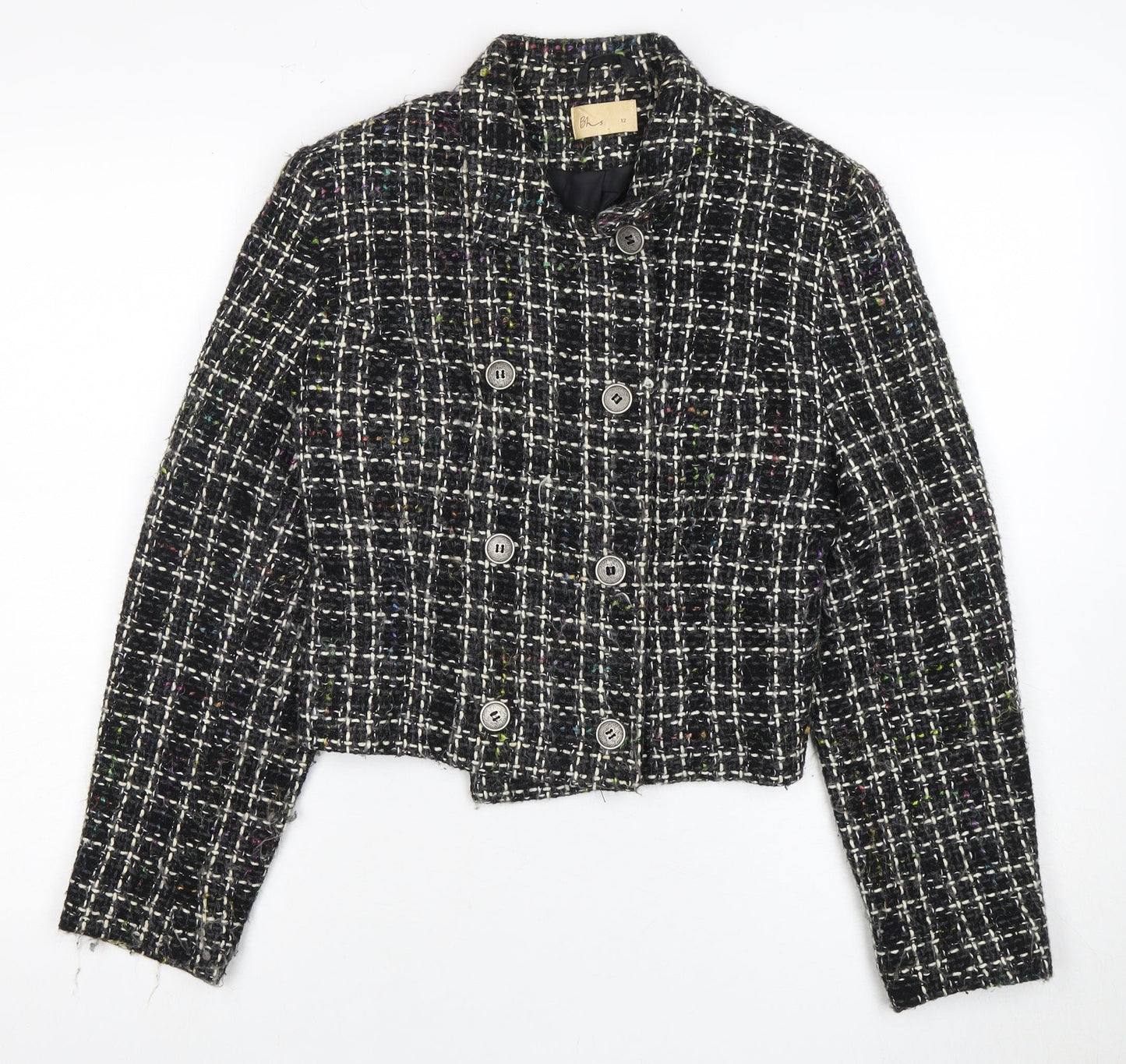 BHS Women's Multicoloured Tweed Jacket, Size 12 - Classic Style