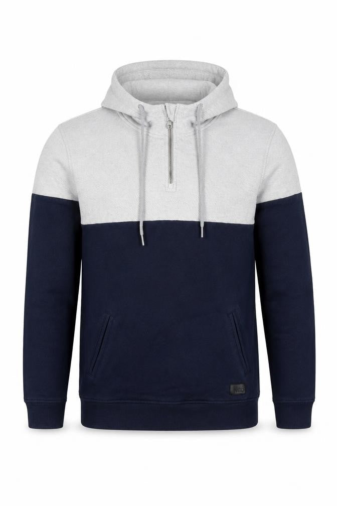 Adidas Men's Grey & Blue 1/4 Zip Hoodie, Size S
