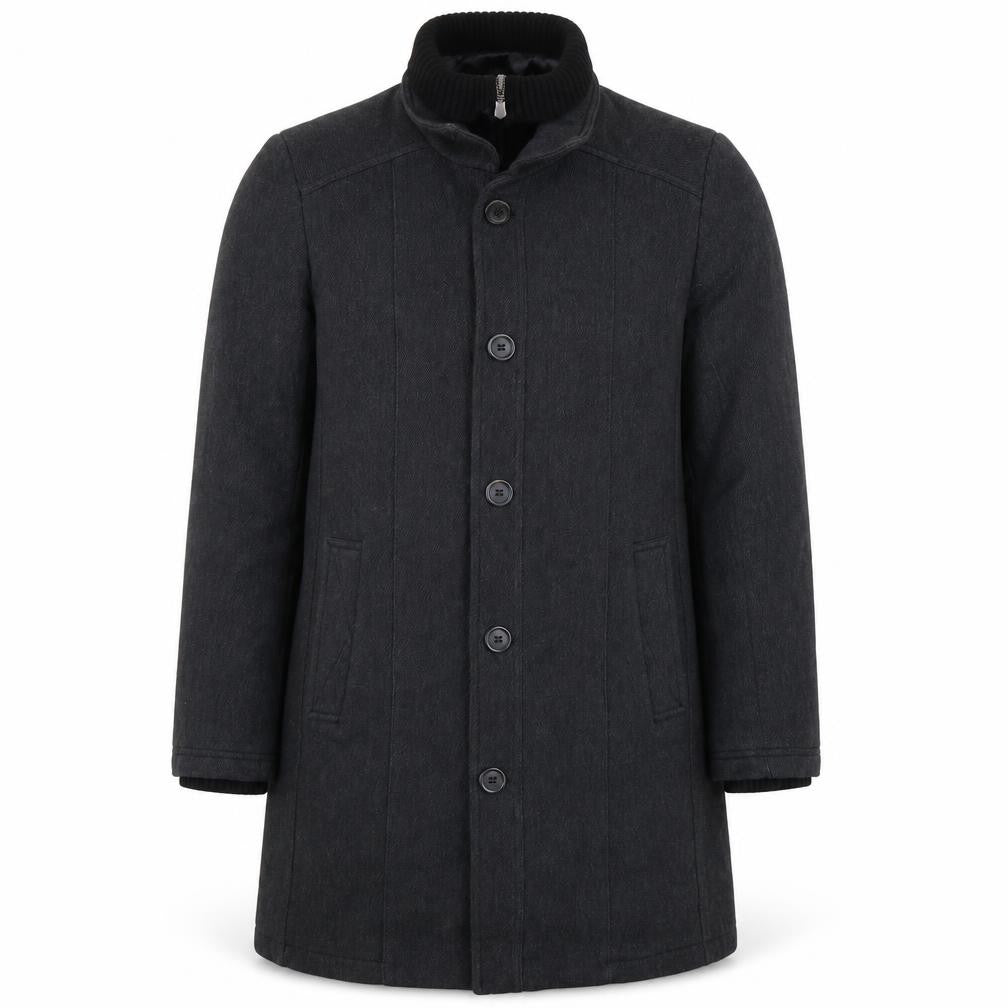 Zara Men’s Black Mid-Length Wool Overcoat, Size L